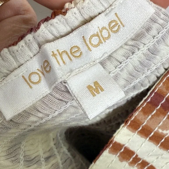 Anthropologie Love the Label Smocked Puff Sleeve Eyelet Blouse W2277 Sz M - Picture 7 of 11